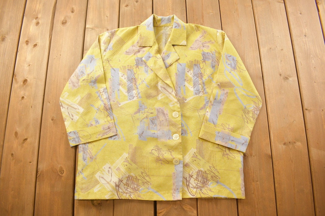 Vintage 1980s Abstract Pattern Blazer Jacket