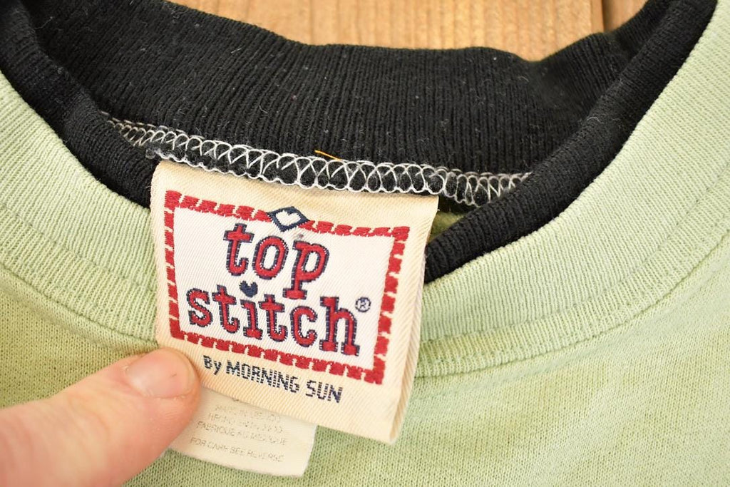 Vintage 1990s Top Stitch Embroidered Hearts Double Collar Sweatshirt Women's L