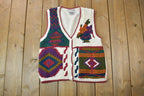 Vintage 1990s Huntington Ridge Hand Knit Crewneck Button Up Sweater Vest