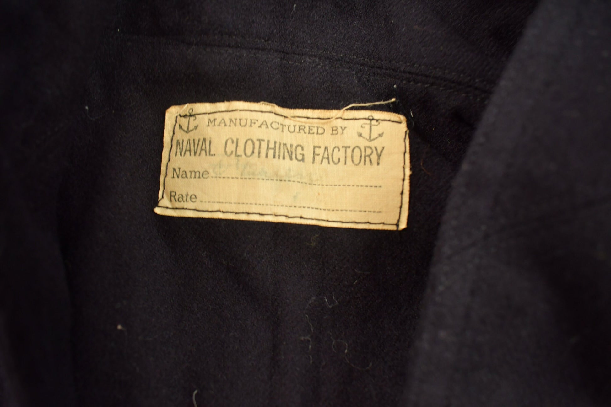 Vintage 1940s Naval Clothing Factory Blank Hoodie