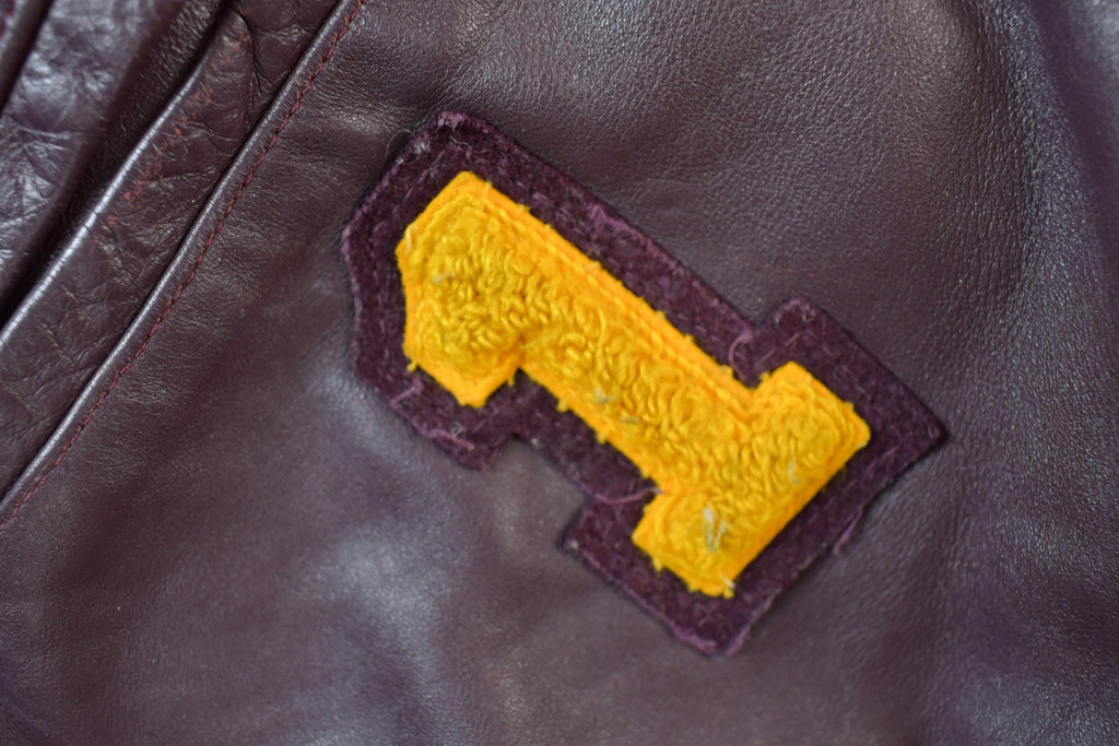 Vintage 2005 Holloway Lorelle Collegiate Leather Bomber Jacket Made In USA