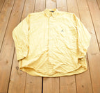 Vintage 1990s Nautica Embroidered Yellow Button Up Shirt
