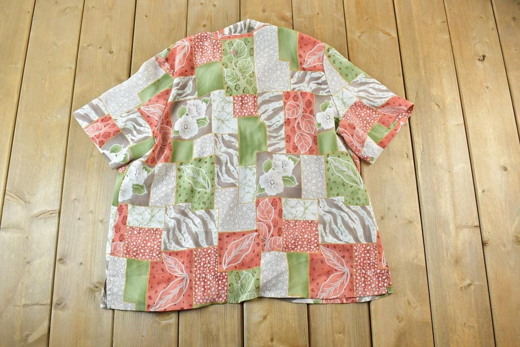 Vintage 1990s Floral Checkered Button Up Shirt