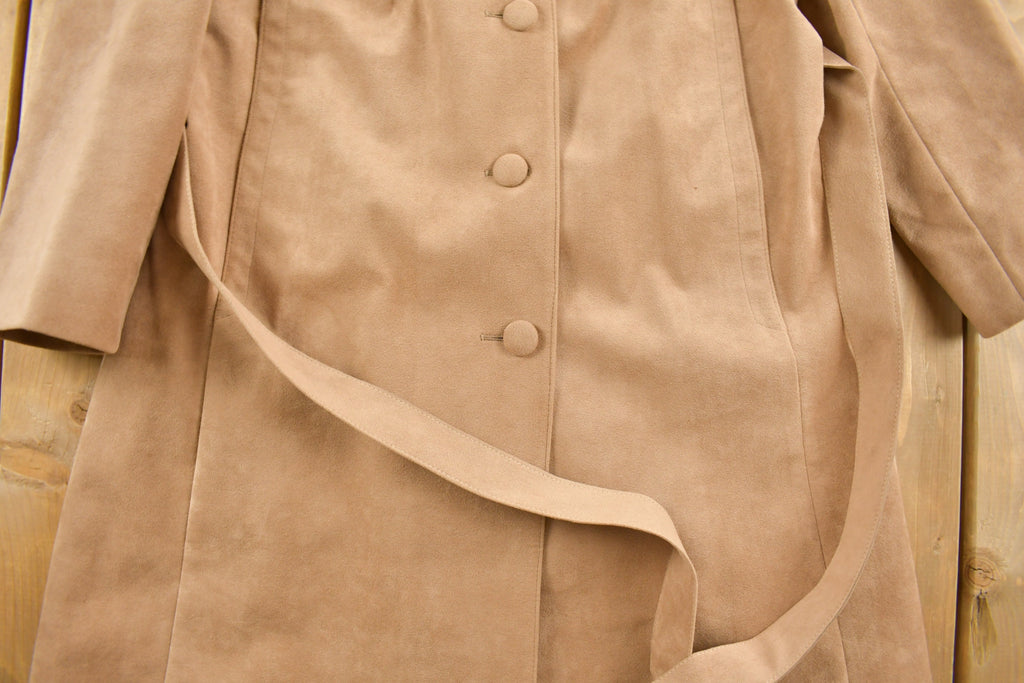 Vintage 1980s Olympic Suede Leather Trench Coat