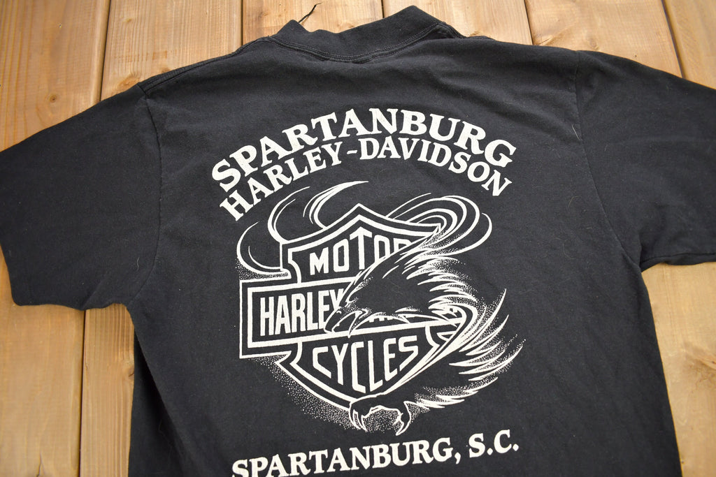 Vintage 1991 Harley Davidson 3D Emblem Spartanburg SC T-Shirt Single Stitch