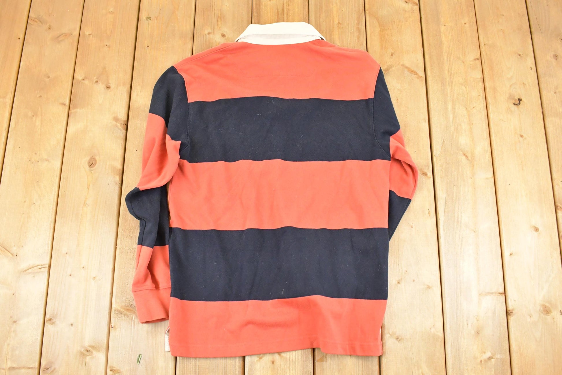 Vintage 1990s LL Bean Quarter Button Striped Rugby Shirt Men's M