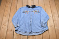 Vintage 1990s Christmas Denim Button Up Shirt