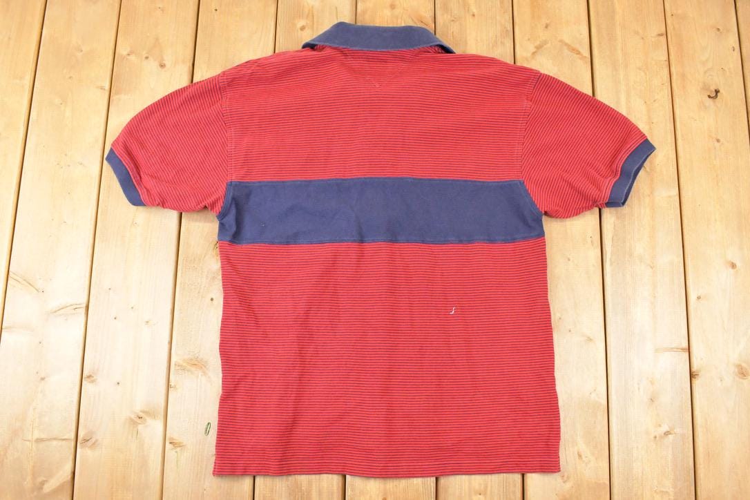 Vintage 1990s Tommy Hilfiger Quarter Button Up Shirt Men's L  Funky Crazy Pattern  Preppy Style  Boxy Fit