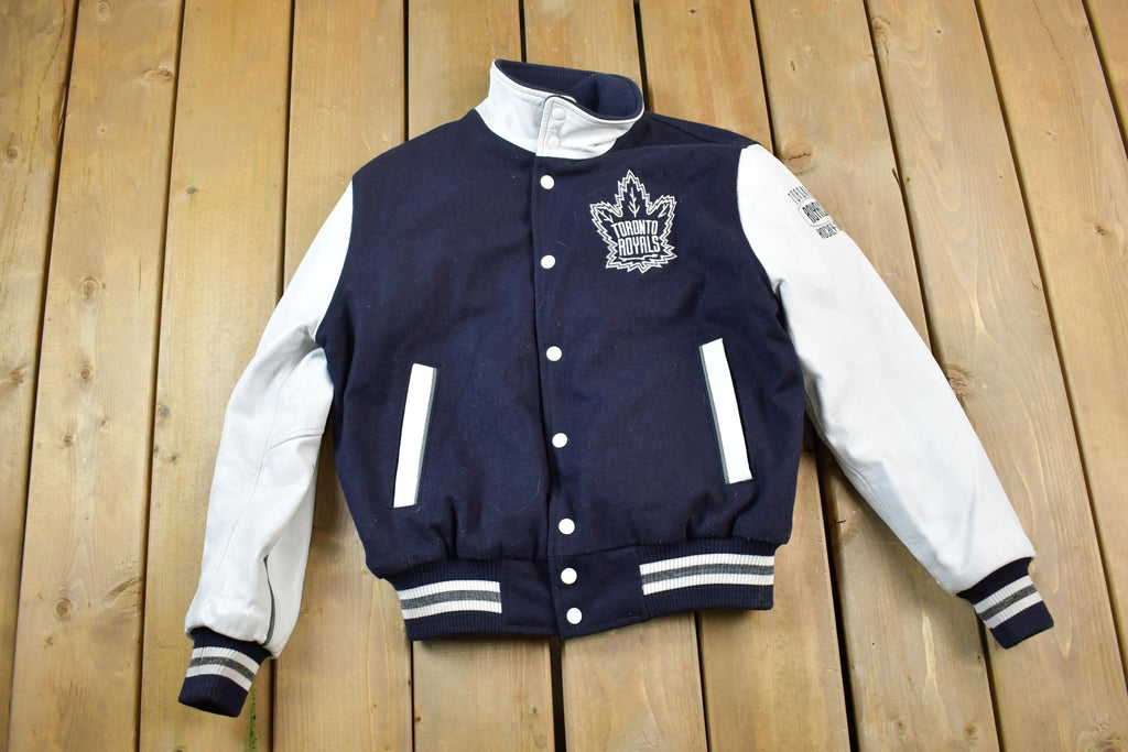 Vintage 1990s Toronto Royals Hockey Club Youth Leather & Wool Varsity Jacket Made In USA