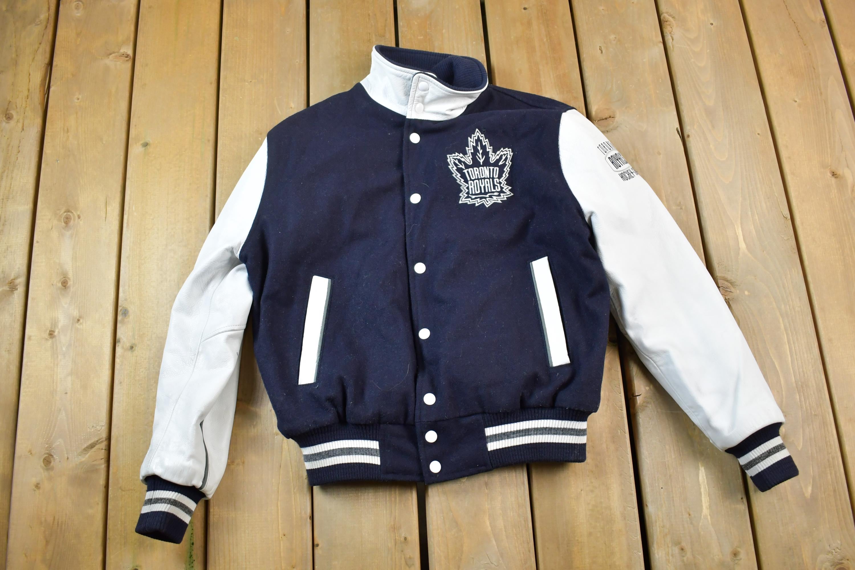 Vintage 1990s Toronto Royals Hockey Club Youth Leather & Wool Varsity Jacket Made In USA