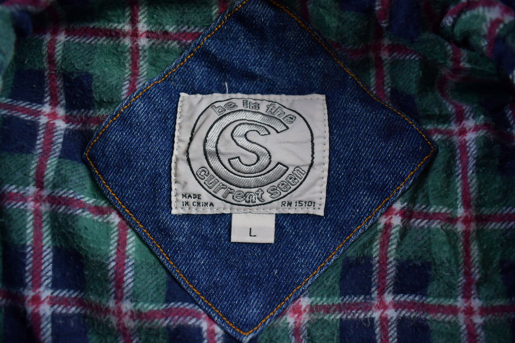 Vintage 1980s Current Seen Embroidered Denim Jean Jacket Womens L