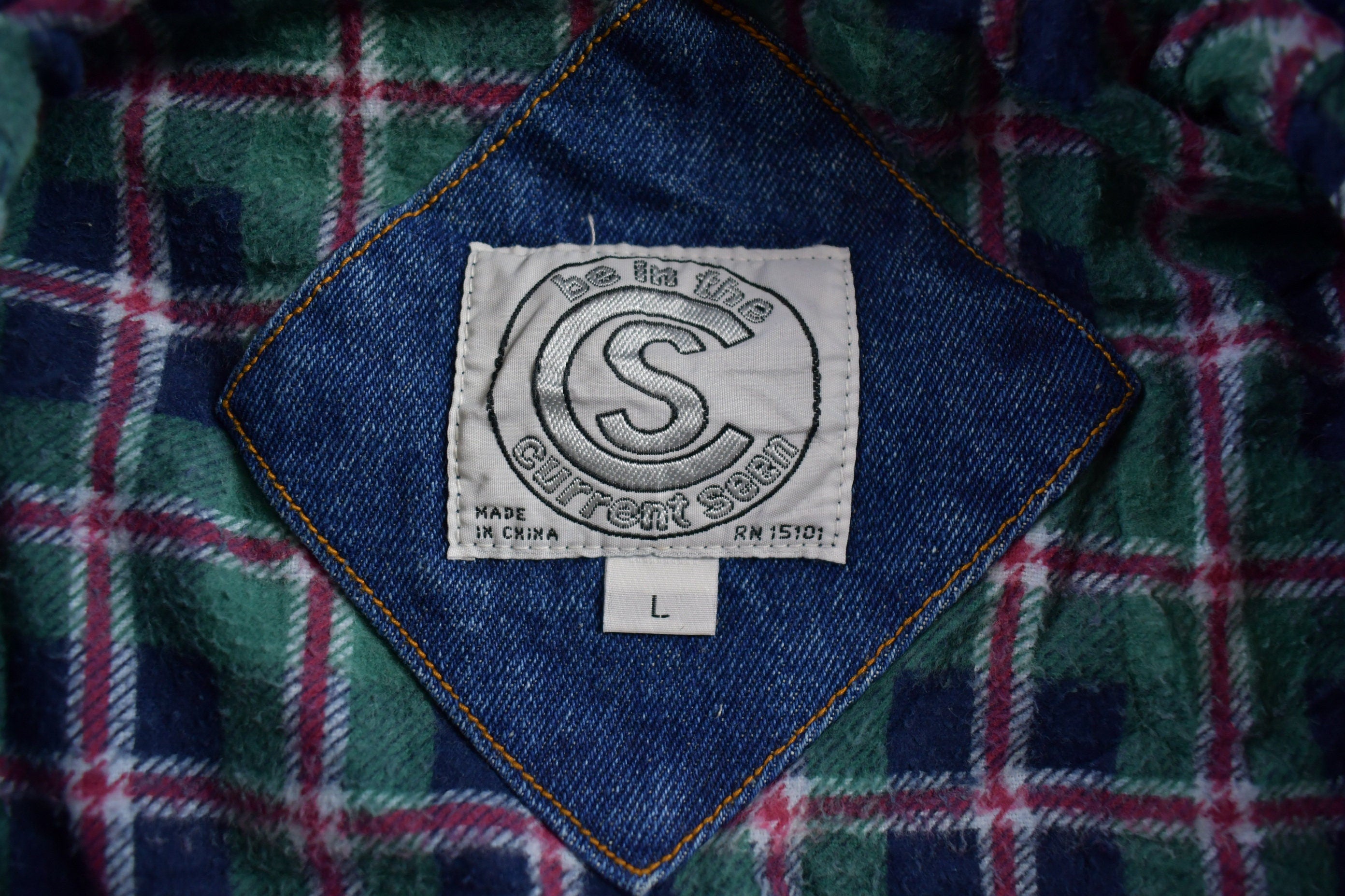 Vintage 1980s Current Seen Embroidered Denim Jean Jacket Womens L