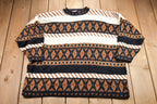 Vintage 1990s Trimmings Plus Abstract Knitted Sweater  Vintage 90s Crewneck  Pattern Sweater  Made In USA  Pullover Sweatshirt