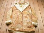 Vintage 1980s Patchwork Shearling Hooded Jacket