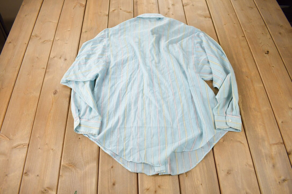 True Vintage 1970s Shirt Accent Striped Button Down Shirt Size 40 Made In USA