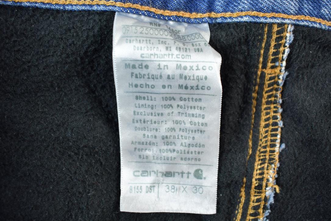 Vintage 1990s Carhartt Denim Fleece Lined Jeans Size 38 x 30