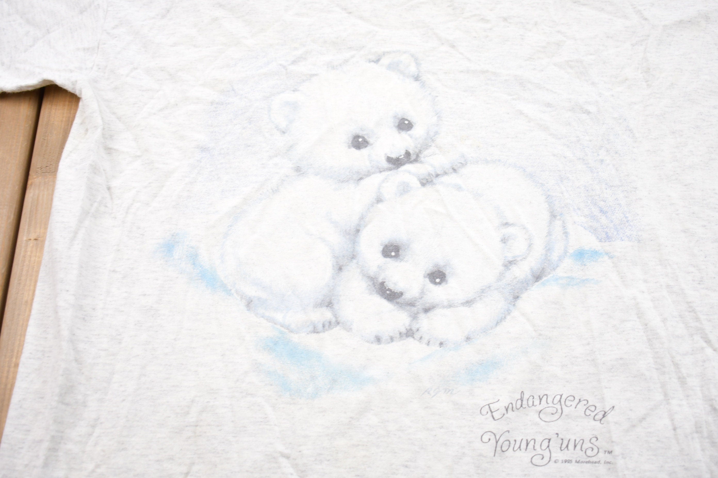 Vintage 1995 Endangered Young'uns Cute Bear Graphic T-Shirt