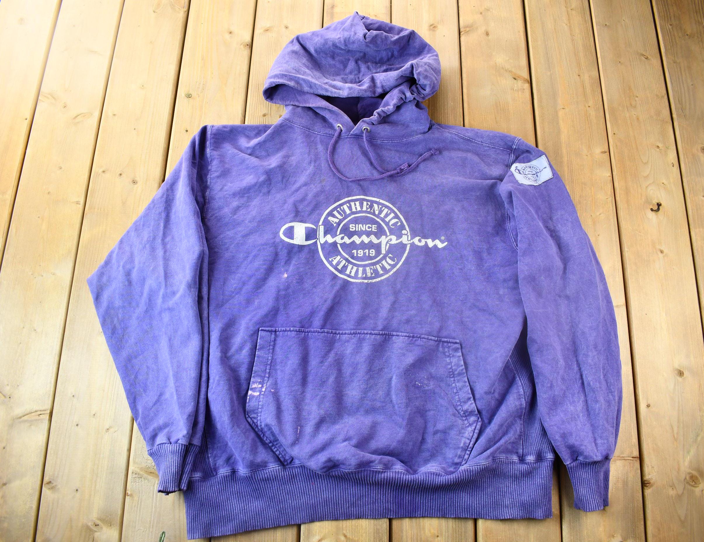 Vintage 1990s Champion Overdyed Graphic Hoodie Size XL