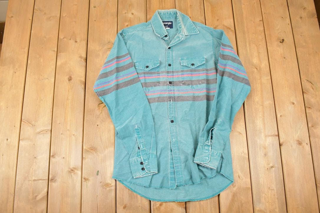 Vintage 1990s Wrangler X Long Tails Western Button Up Shirt Mens L