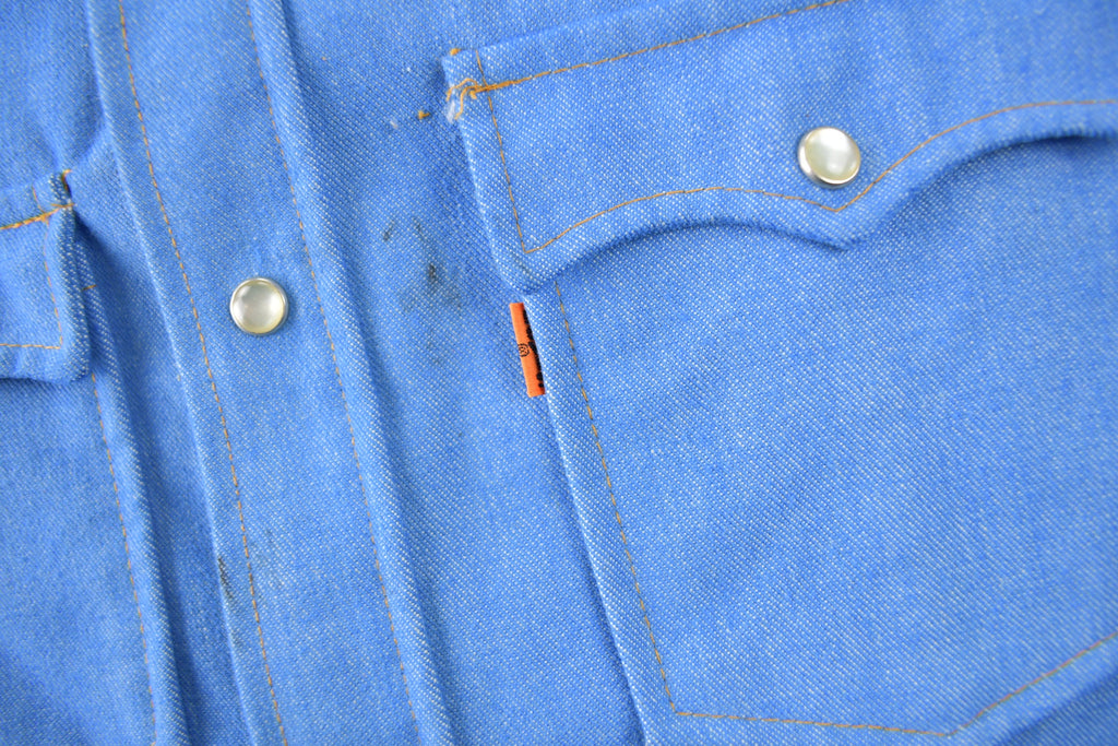 Vintage 1970s Levi's Western Style Pearl Snap Button Up Shirt Made in USA Size L