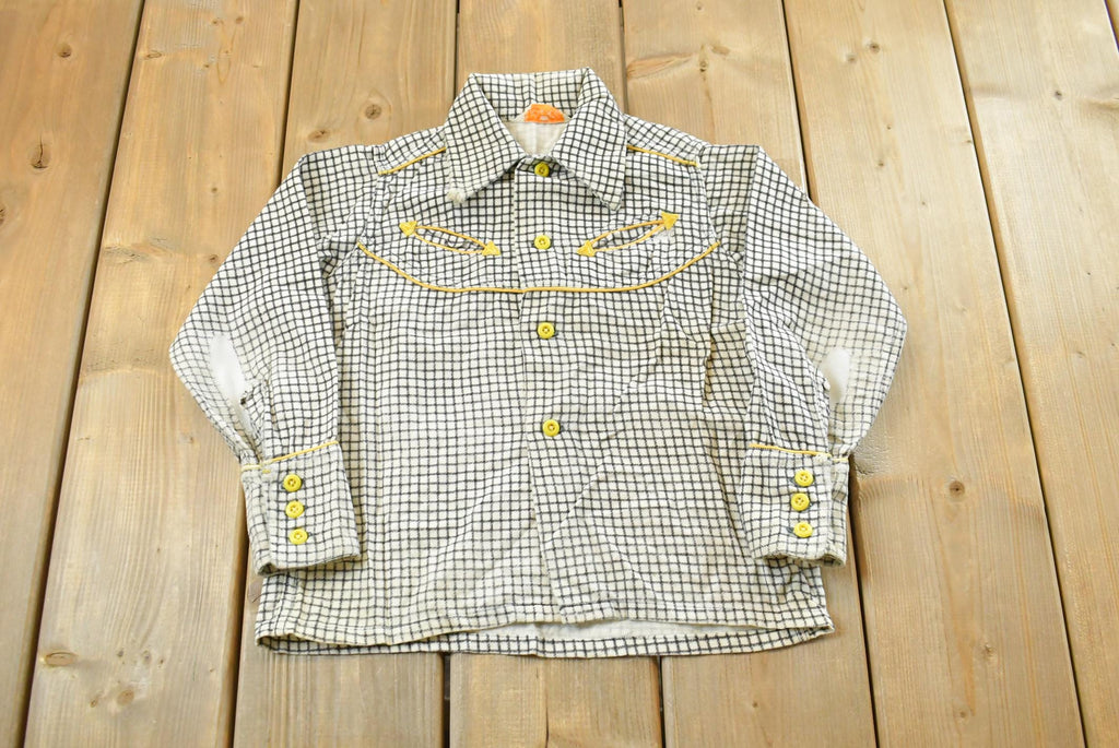 Vintage 1960s King Kole Gingham Check Button Up Western Shirt Youth 6