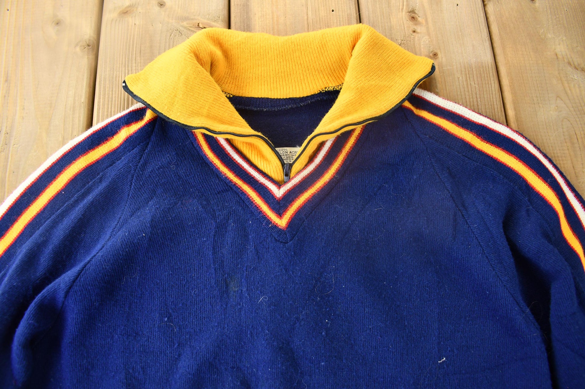 Vintage 1970s Zip Collar Knit Sweater