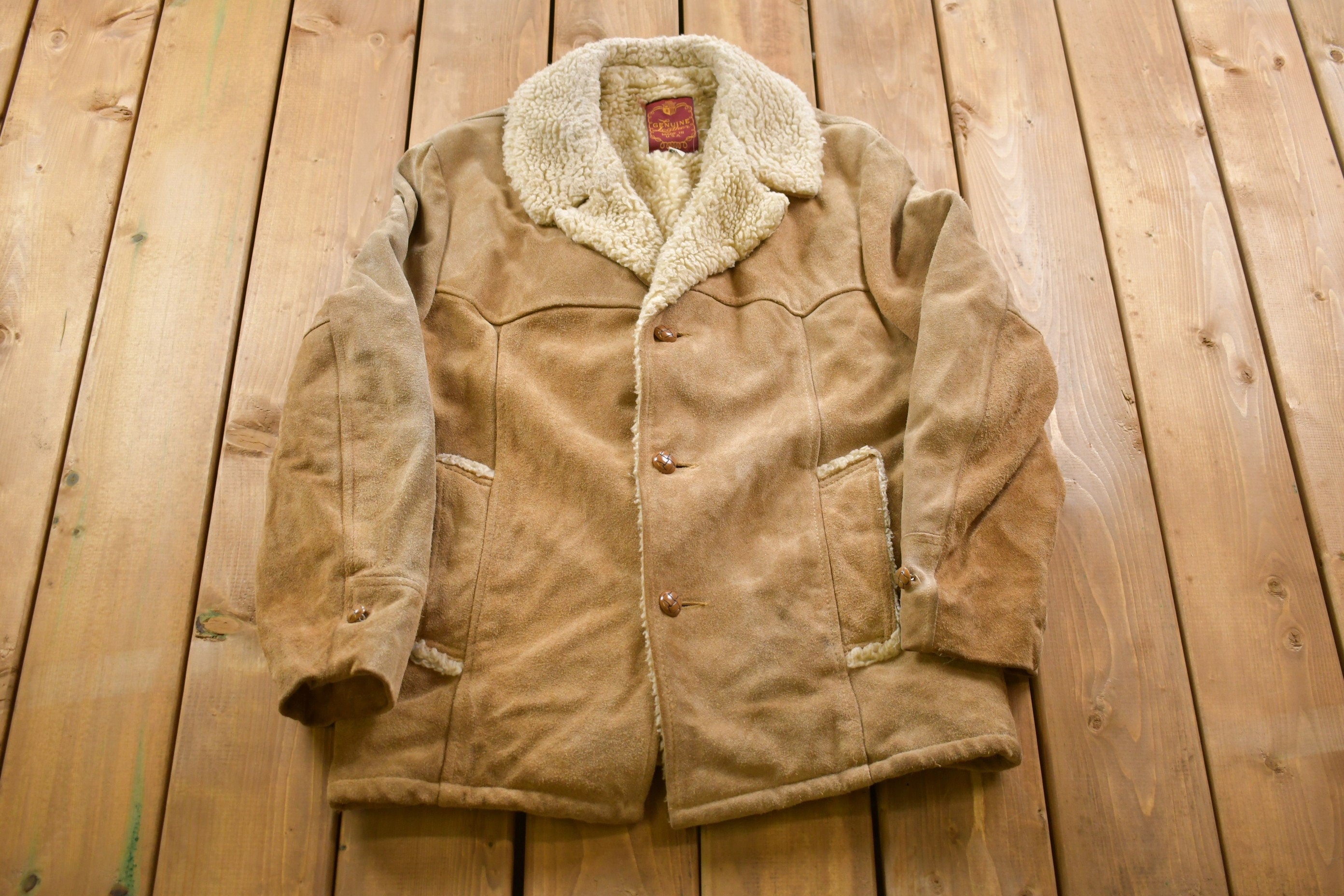 Vintage 1980s Genuine Leather Shearling Leather Jacket