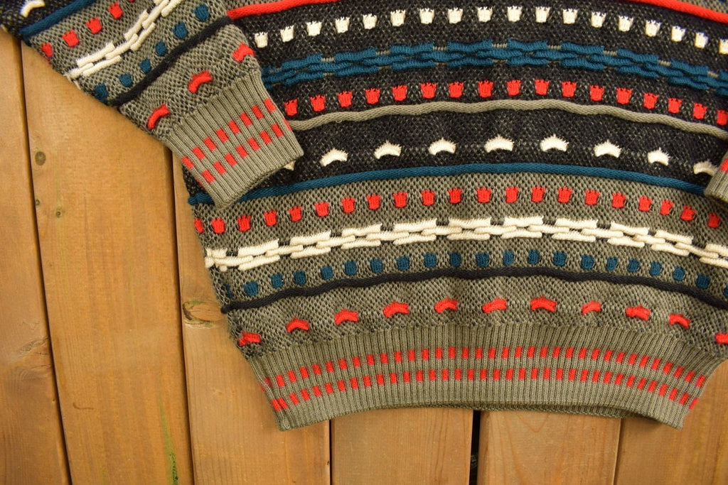 Vintage 1990s Kalaroo Australia 3D Cable Knit Sweater / Vintage 90s Crewneck / Abstract Art Pattern / Sweatshirt / Streetwear