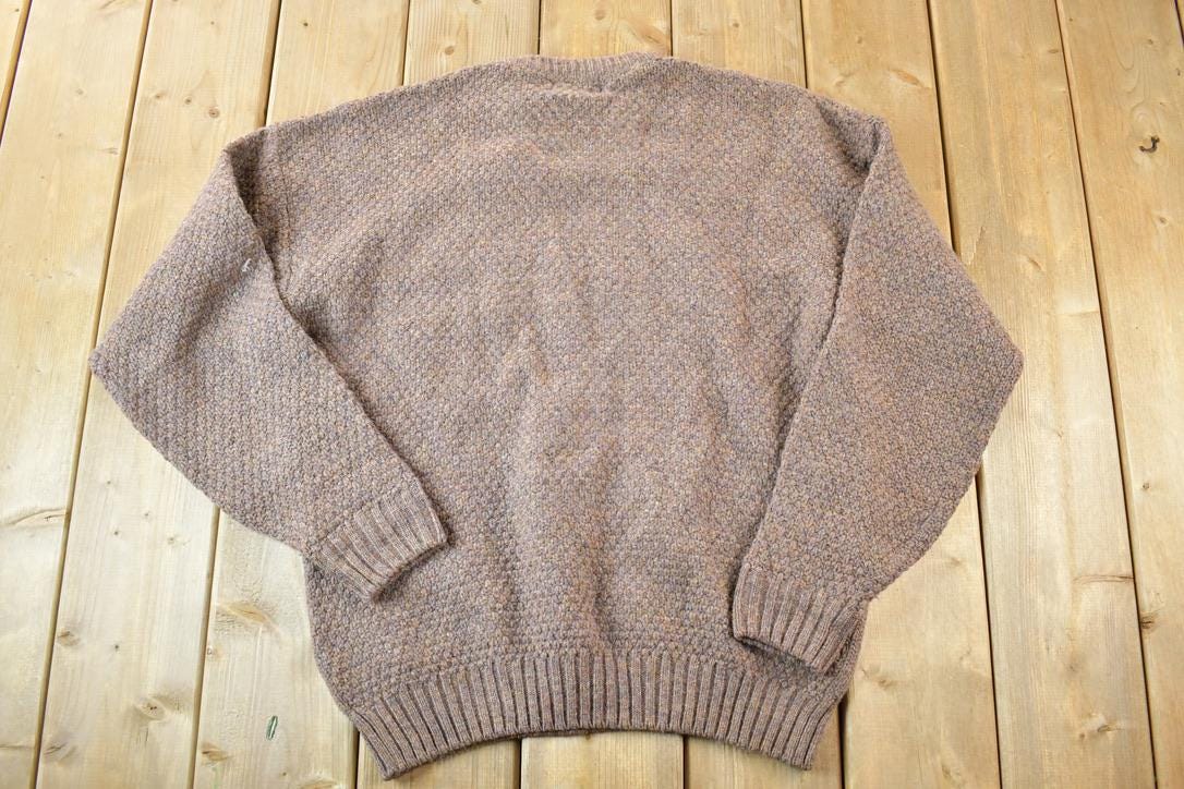 Vintage 1990s Mcadam Knit Wear Abstract Pattern Crewneck Sweater Made In Scotland