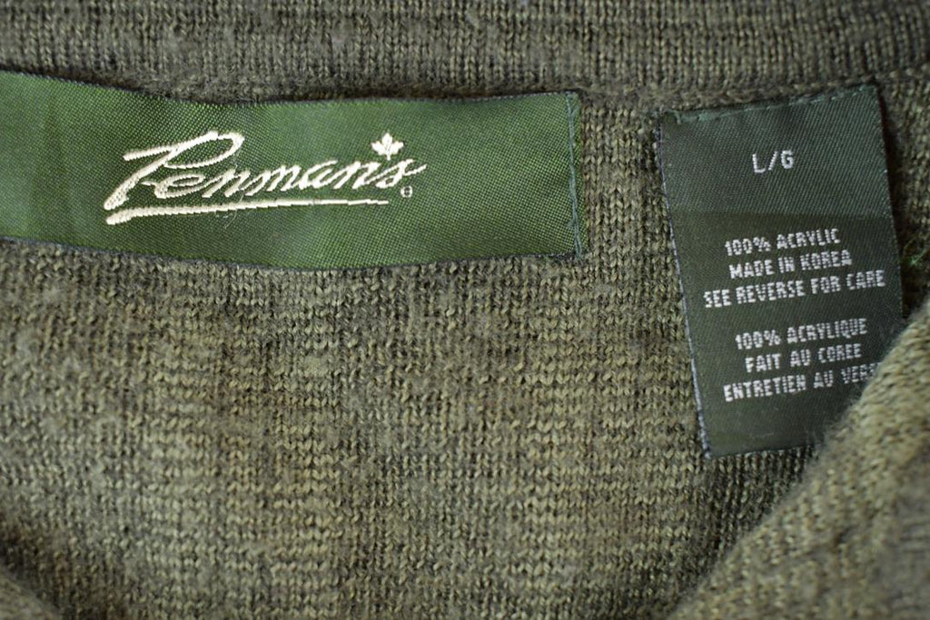 Vintage 1990s Penmans Knit Collared Crewneck Sweater / 90s Crewneck / Abstract Pattern / Preppy Knits