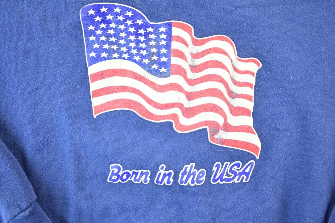 Vintage 1990s Born In The USA American Flag Crewneck Sweatshirt Mens L