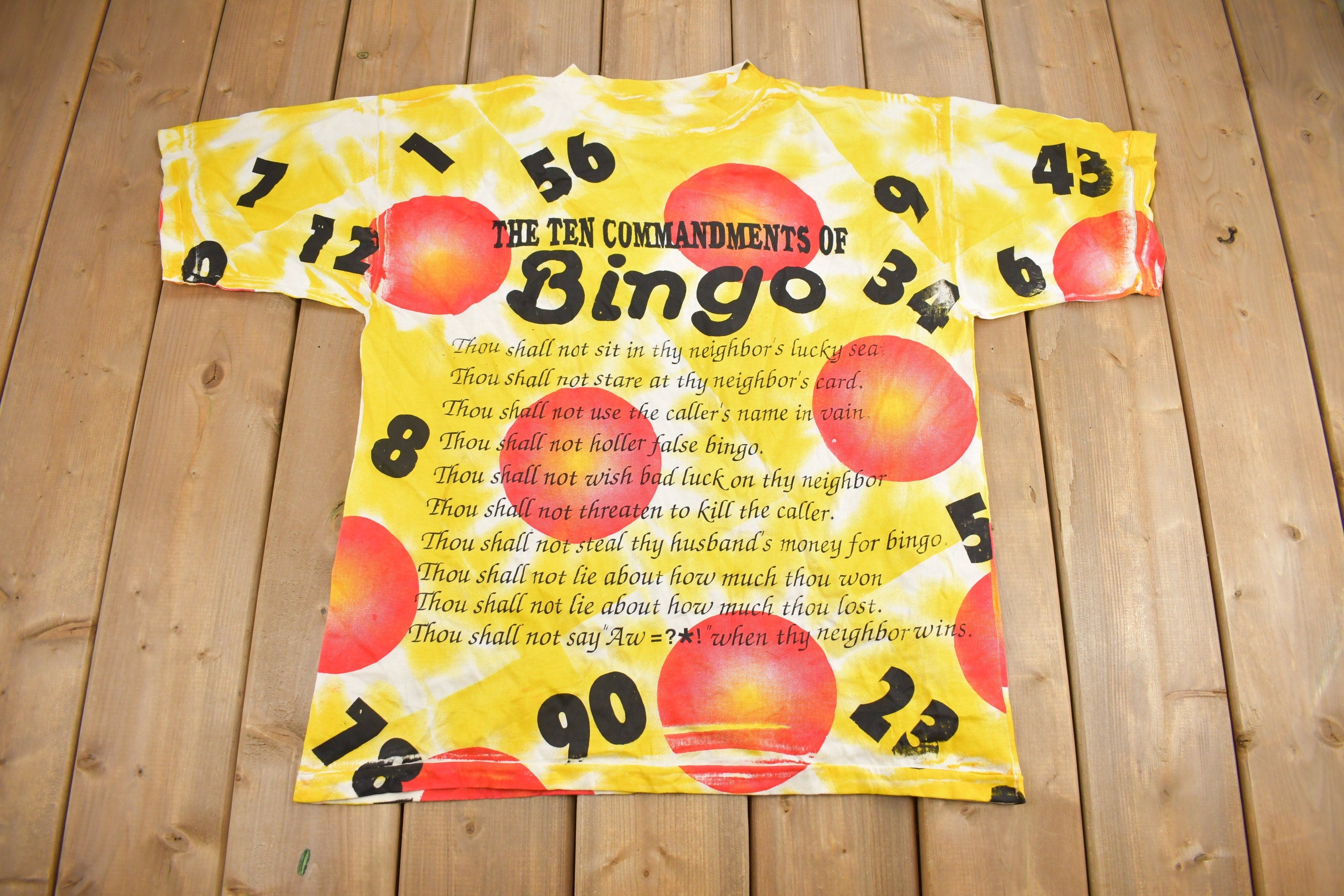 Vintage 1990s The Ten Commandments Of Bingo Graphic T Shirt