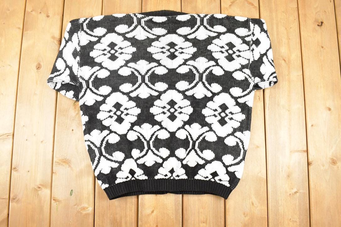 Vintage 1990s Eclat Abstract Knit Cardigan Sweater Women's XL