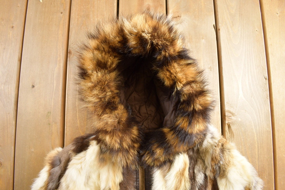 Vintage 1980's Hooded Fur Coat