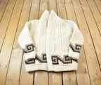 Vintage 1980s Knit Collared Abstract Pattern Cardigan Sweater