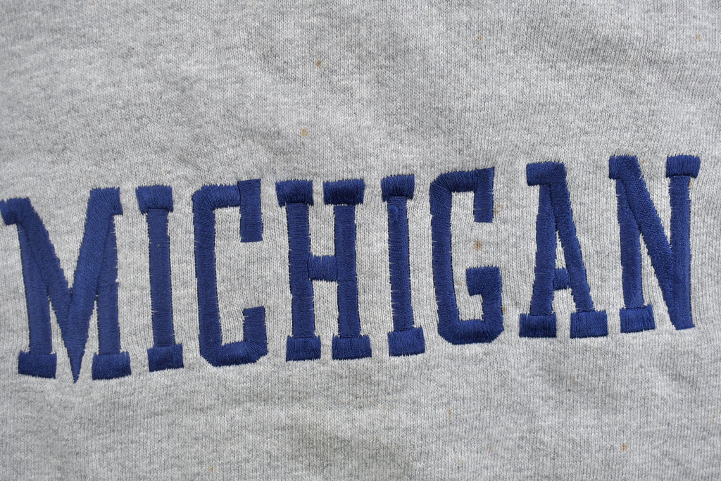 Vintage 1990s University Of Michigan Collegiate Short Sleeve Crewneck  Embroidered  NCAA Sweatshirt  Sportswear  Americana  Michigan