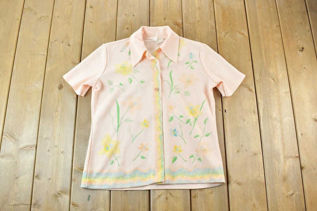 Vintage 1970s Floral AOP Button Up Shirt