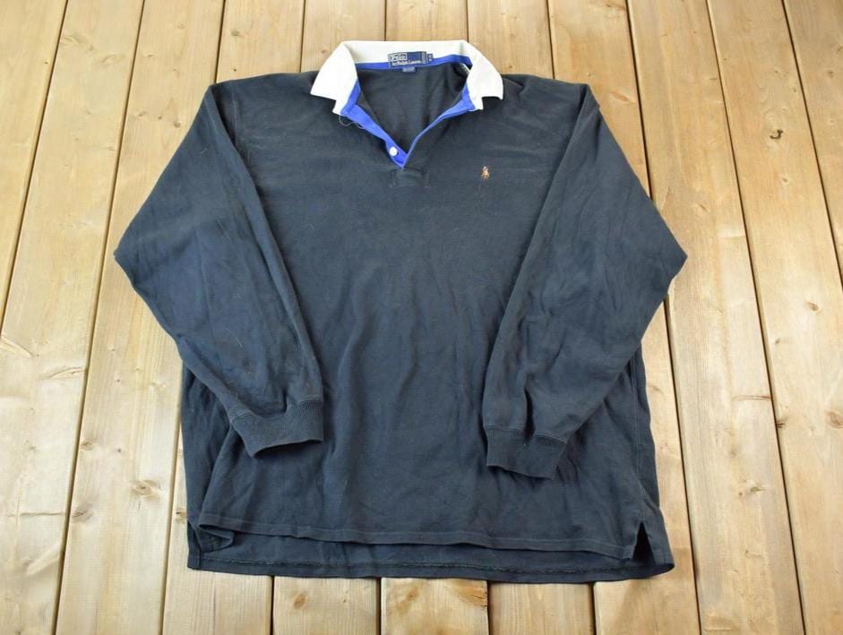 Vintage 1990s Polo Ralph Lauren Quarter Button Up Long Sleeve Rugby Style Shirt