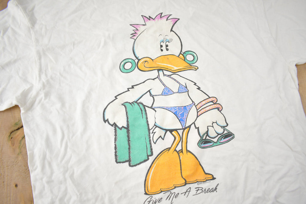 Vintage 1988 Funny Duck Theme Single Stitch Graphic T Shirt Made In USA