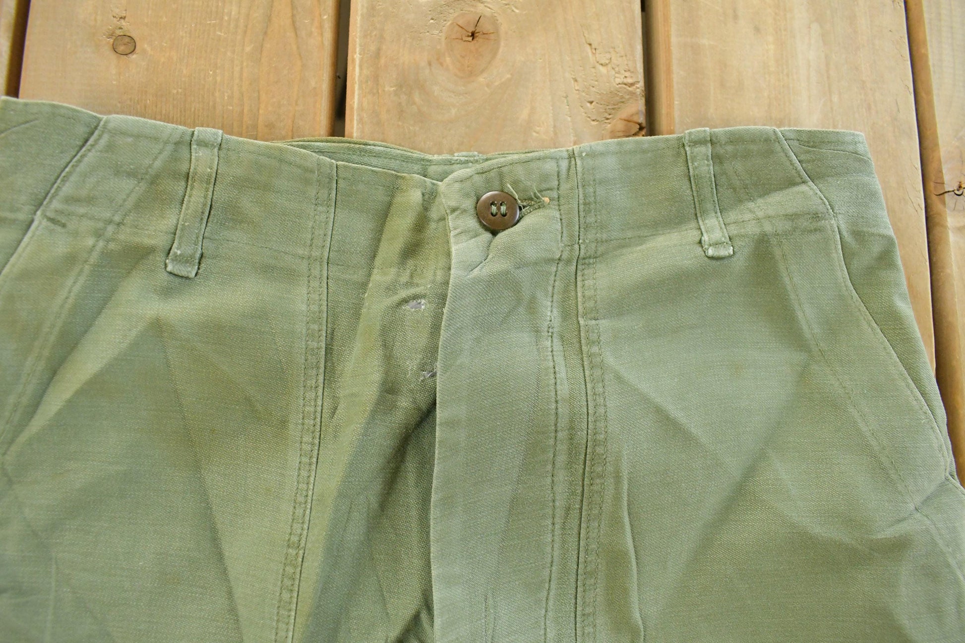 Vintage 1970s Military OG-107 Starched Sateen Fatigue Pants Men's 30 x 32