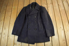 Vintage 1940s WW2 Era Naval Wool Coat Men's Small