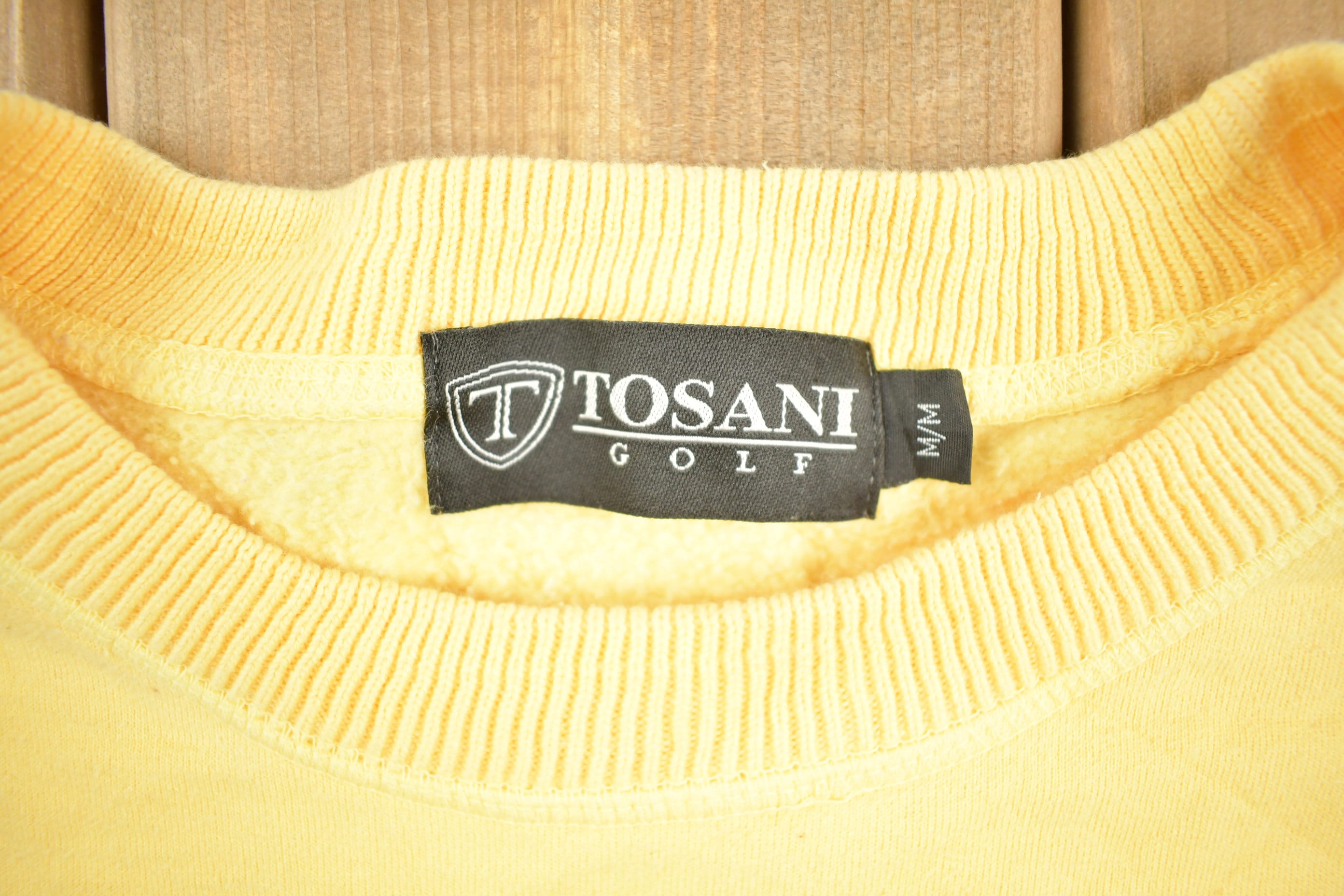 Vintage 1990s Boxy Yellow Tosani Golf Blank Crewneck Sweatshirt Size Small