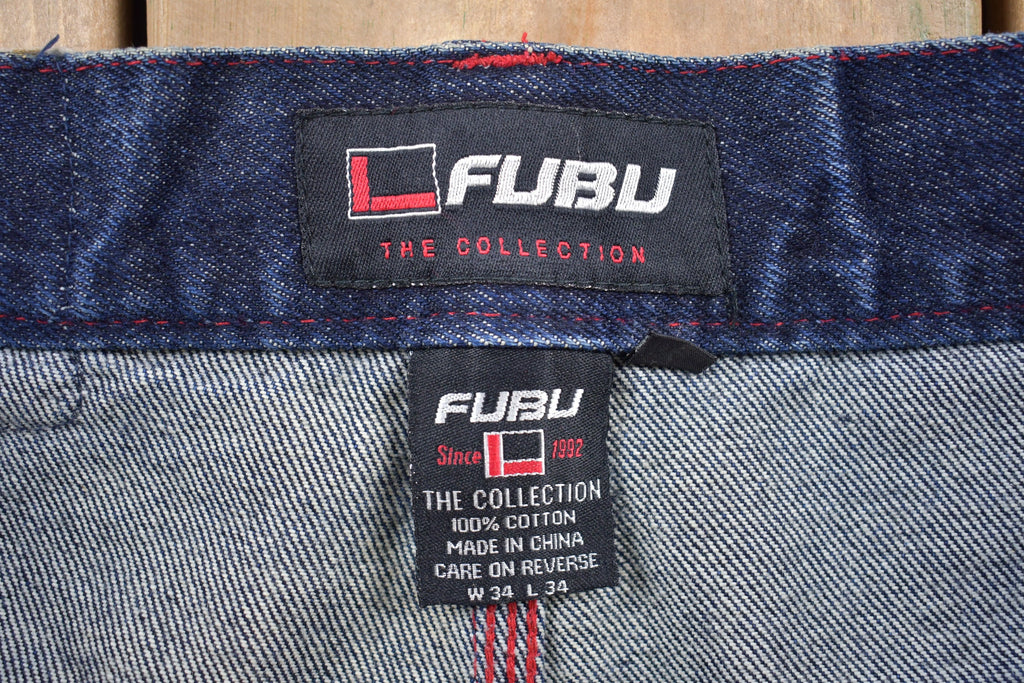 Vintage 1990s FUBU Contrast Stitch Double Knee Size 34 x 34