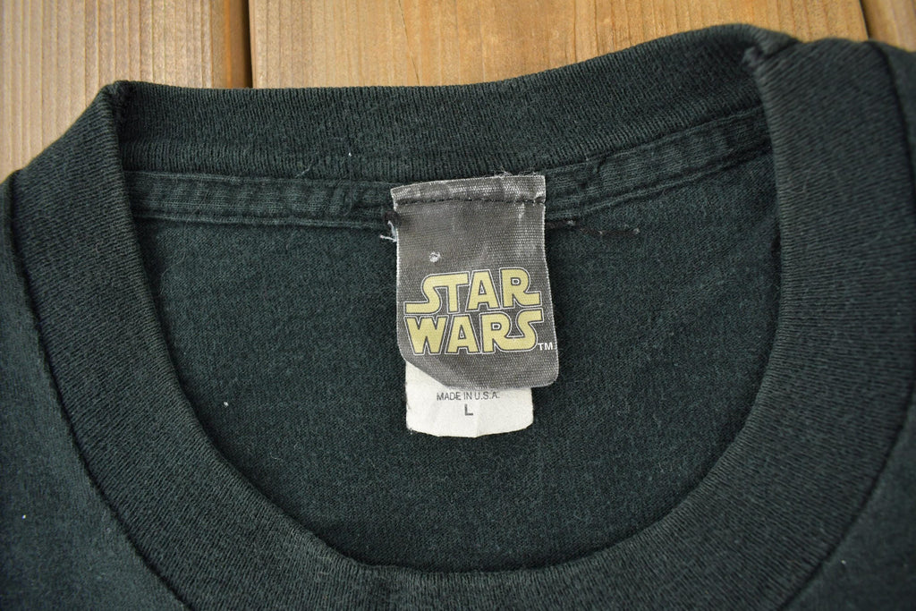 Vintage 1996 Star Wars X-Wing Rogue Squadron All Over Print Graphic T-Shirt Size L Made In USA Single Stitch