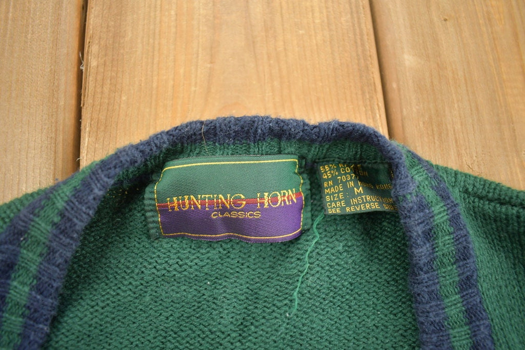 Vintage 1990s Hunting Horn Cardigan Sweater