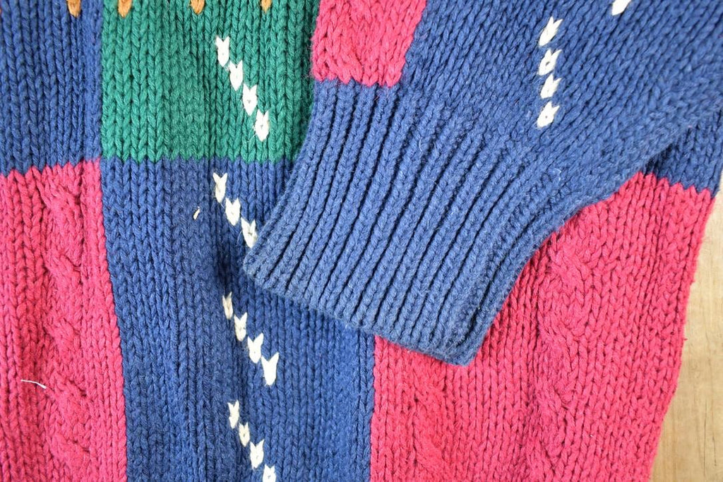 Vintage 1990s St John's Bay Cable Knit Abstract Pattern Crewneck Sweater Mens L