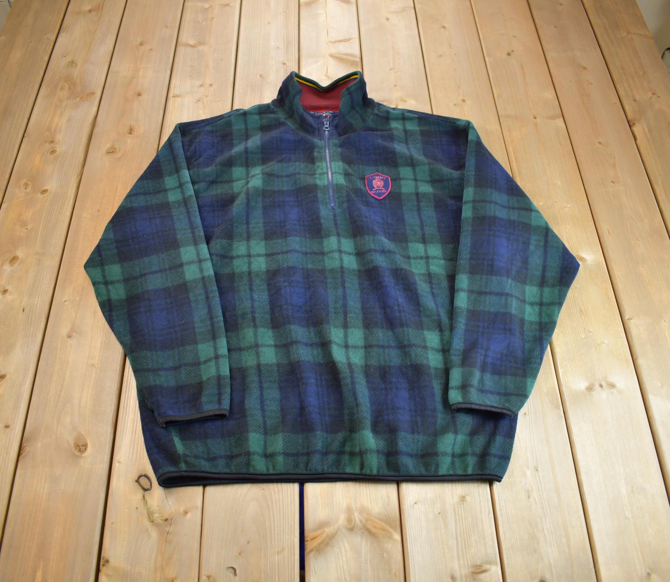 Vintage 1990s Tommy Hilfiger Plaid Fleece Sweater