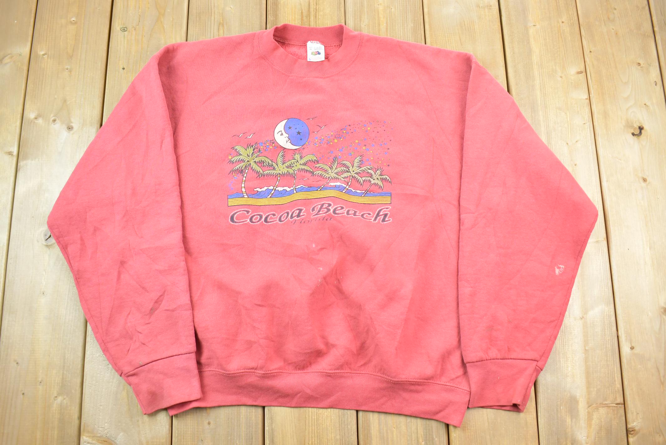 Vintage 1990s Cocoa Beach Florida Moon Logo Crewneck Sweatshirt