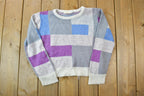 Vintage 1990s Abvian Colour Block Knit Crewneck Sweater