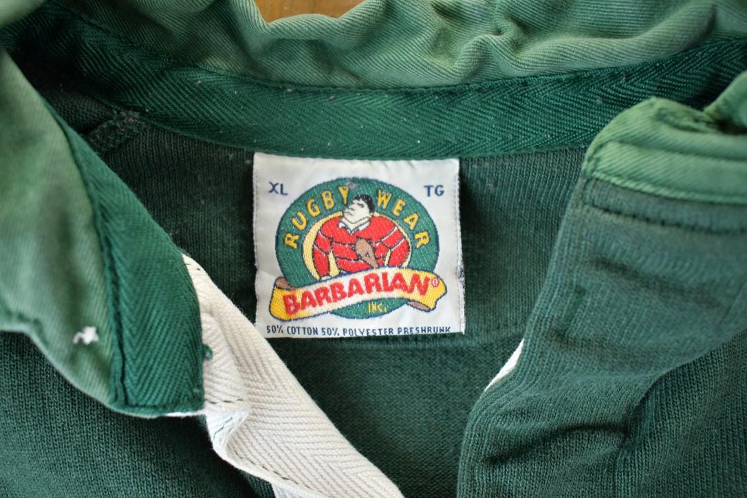 Vintage 1990s Edmonton Elks Collegiate Barbarian Rugby  Embroidered  NCAA Sweatshirt  Sportswear  Americana